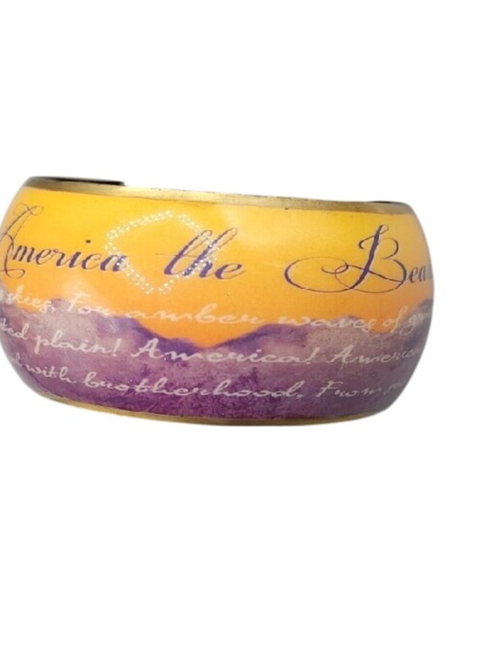 Patriotic Wide Bangle Bracelet America The Beautiful 8" 1.5" Wide Salute To USA
